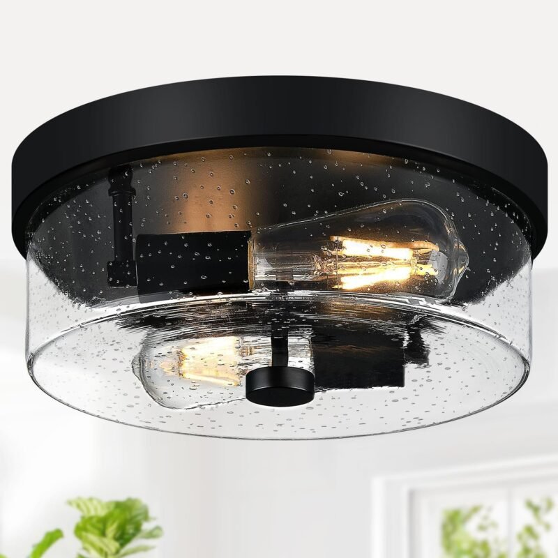 The Farmhouse Gleam | 2-Light Seeded Glass Flush Mount