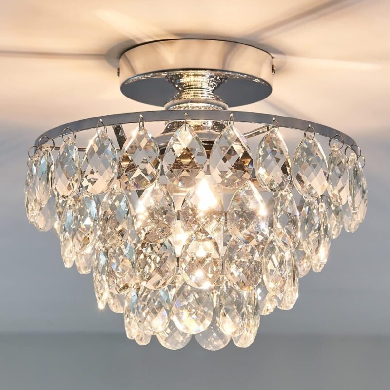 The Crystal Veil | Small Semi-Flush Mount Chandelier